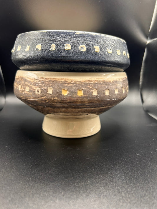 Square Patterned Bowl - Brown